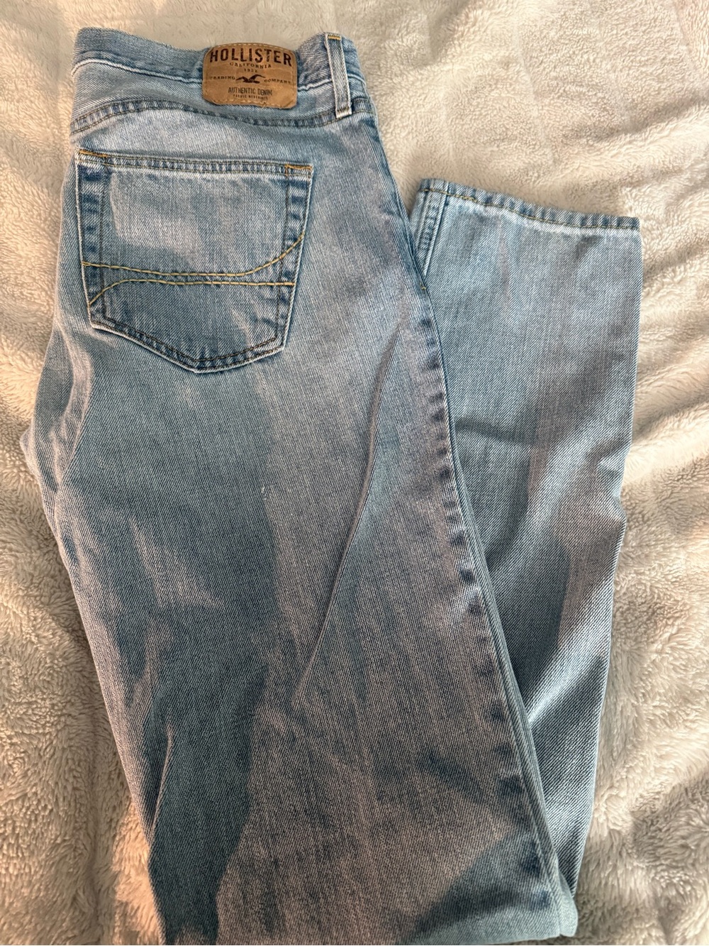 Hollister Men's Classic Straight Jeans Size 36x34 Light Blue Button Fly